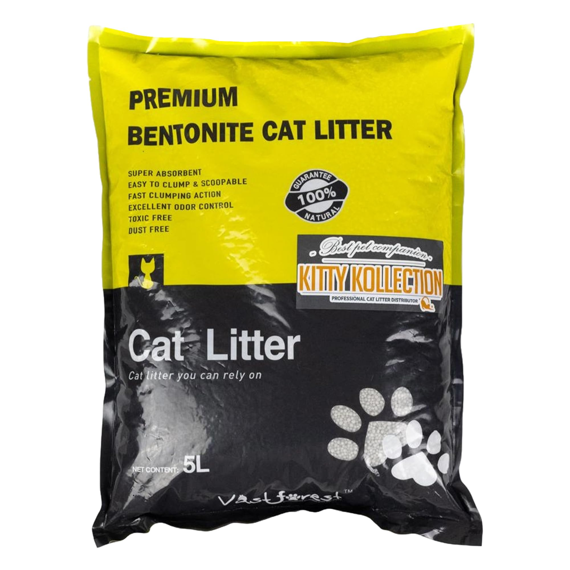 Kitty Kollection - Premium Bentonite Cat Litter, Easy-to-Clump Super Absorbent Kitty Litter with Excellent Odor Control, Toxin-&-Dust-Free Lemon-Scented Litter, 5L