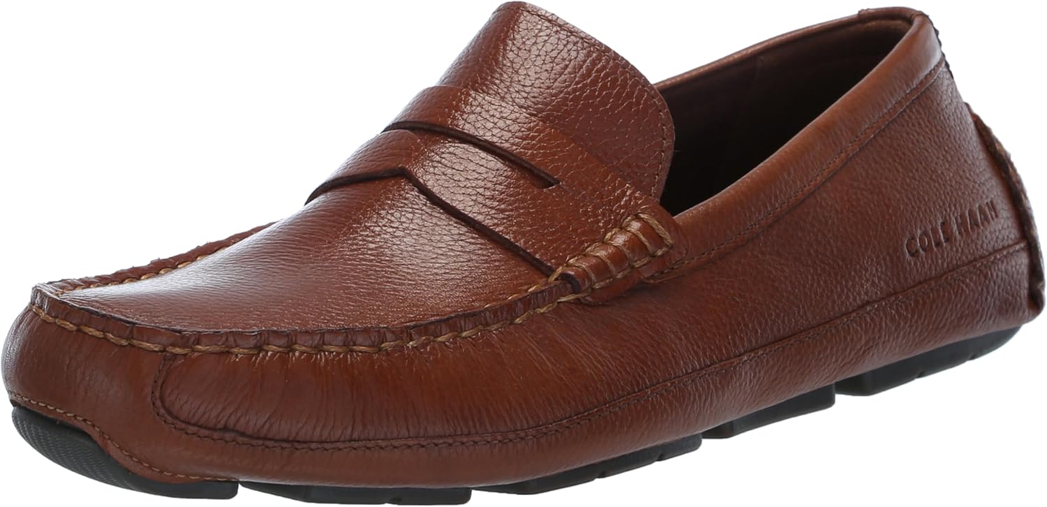 Cole Haan Men's Wyatt Penny Loafers - Premium Leather Wingtip, EVA Comfort Footbed, Lightweight Traction Sole