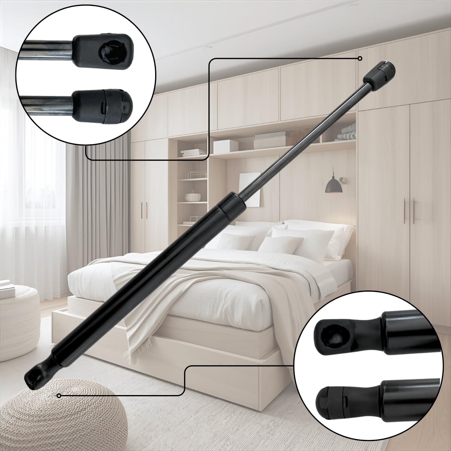 Coppia Pistone Molla Gas per Meccanismo Sollevamento Letto Contenitore - Interasse 415 mm - 600/800/1000 Newton - Attacco RAPIDO (Forza Selezionata: 1000 Newton)