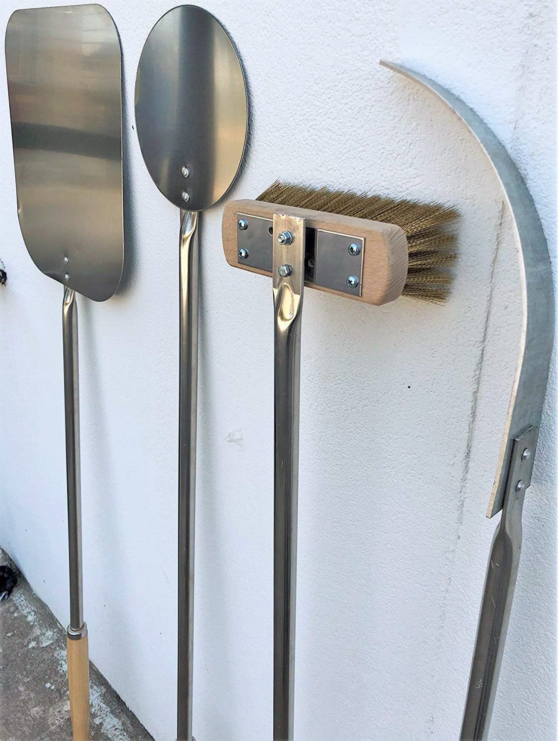 Kit de palas de pizza de horno de leña compuesto por 4 piezas longitud 120 cm