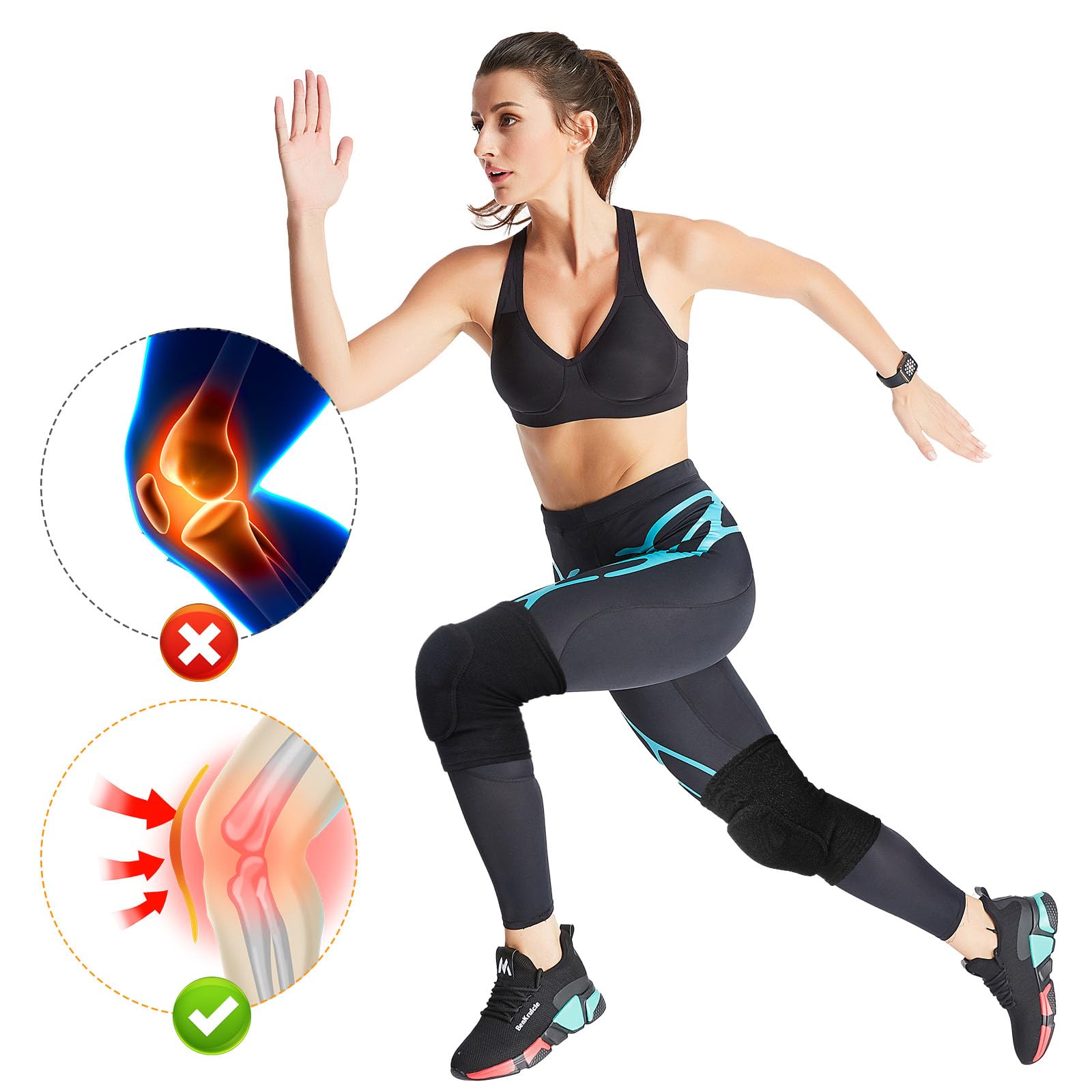 1 Par de Rodilleras para Voleibol Mujer, Rodilleras Deportivas para Baile, Handball, Jardinería, Protectores de Rodilla con Espuma EVA Elástica Antigolpes (Talla M)