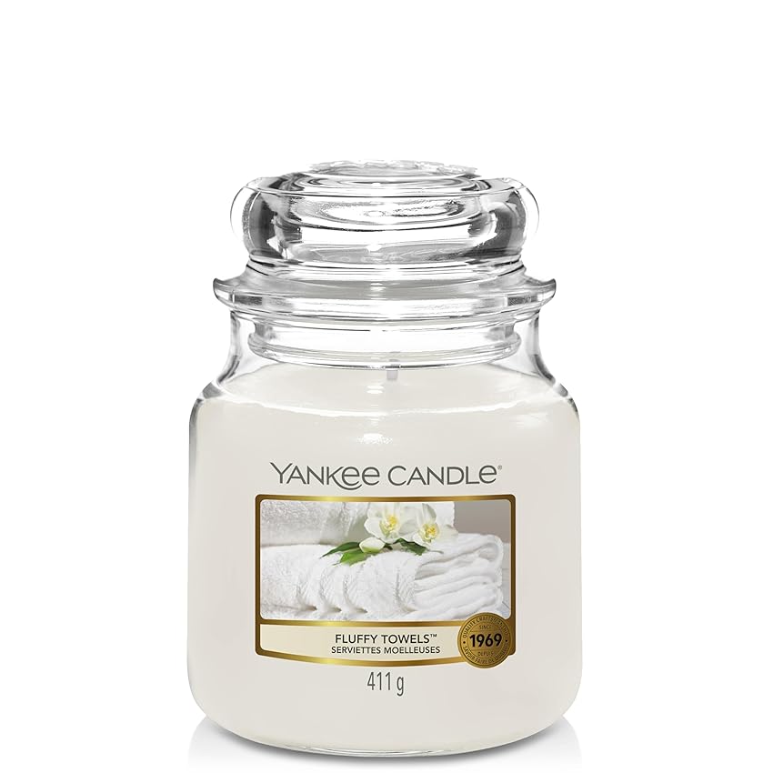 Yankee Candle Candela profumata in giara media | Soffici asciugamani | Durata Fino a 75 Ore