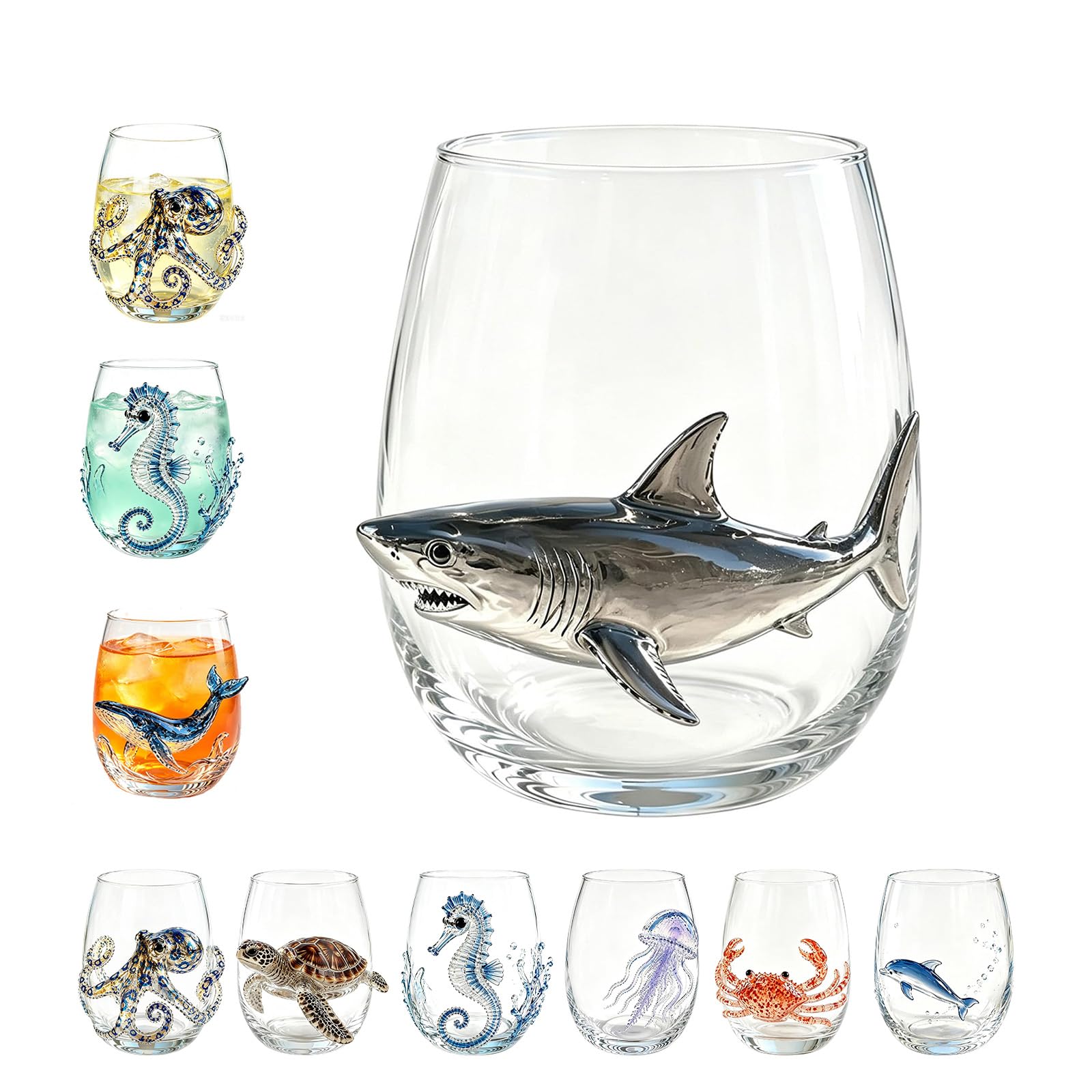 Vaso de pulpo de cristal artesanal 3D Style-F elegante para cócteles y barra en casa