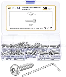 DTGN M6x25mm Pan Head Torx Security Screws – 50Pack – Good for Machinery – 304 Stainless Steel Tamper Proof Torx Security Fasteners & Wrench – Silver Tone