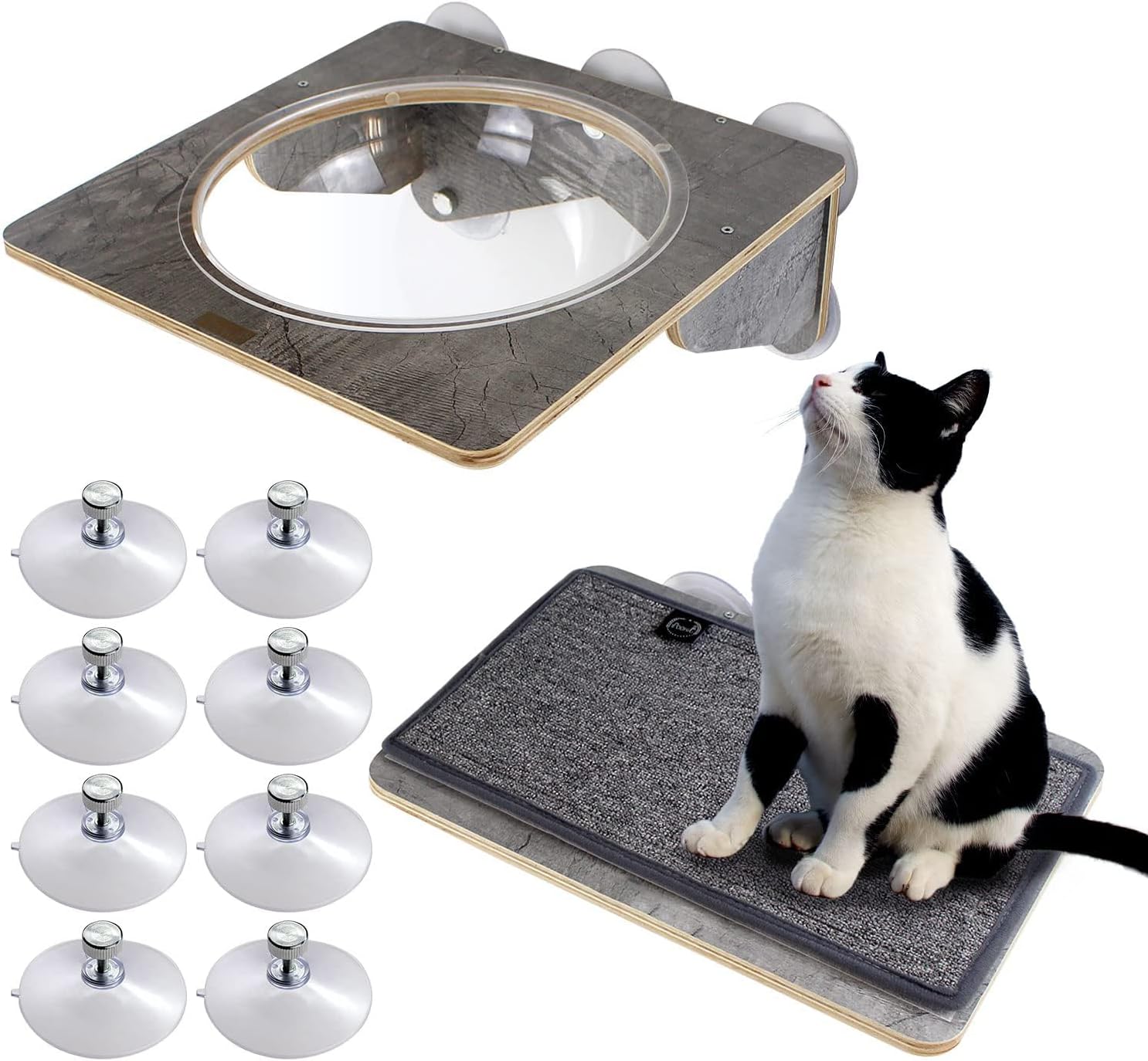 猫窓ハンモック爪とぎ窓ベッドキャットステップキャットタワーベッド台猫ベッド吸盤取り付け【2種セット】