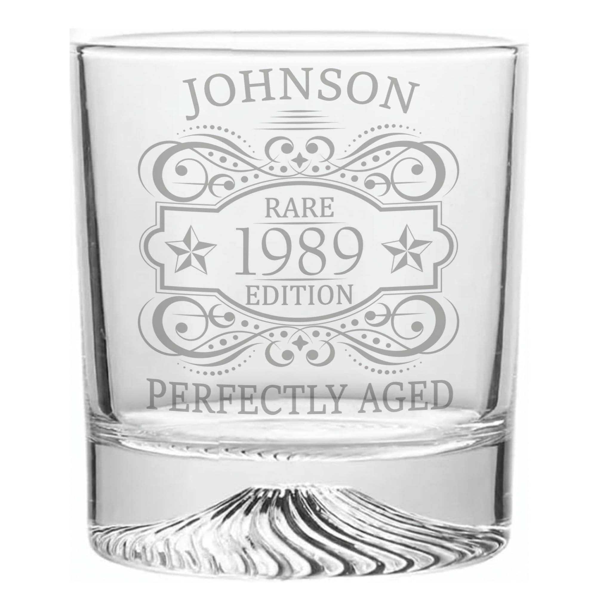 EKAM Personalised Birthday Gifts for Men, Customised Vintage Whiskey Glass Engraved with Date and Name, Customied Birthday Gifts Ideas for Him,Husband,Dad