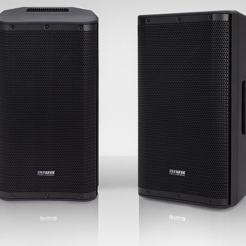 AIWA APRO-12 Altavoz autoamplificado de 12" con Bluetooth 5.0 TWS y DSP, 250 W RMS biamplificado Clase D, 122 dB, entradas XLR/Jack, Salida de Mezcla, 220 V