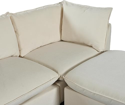 Miniatura 8 de JIVOIT U-Shape Sectional Sofa Set, Modern Large Modular Sofa Set, 2 Large Chaise with Removable Ottomans for Living Room, 6-Seat Upholstered Sofa