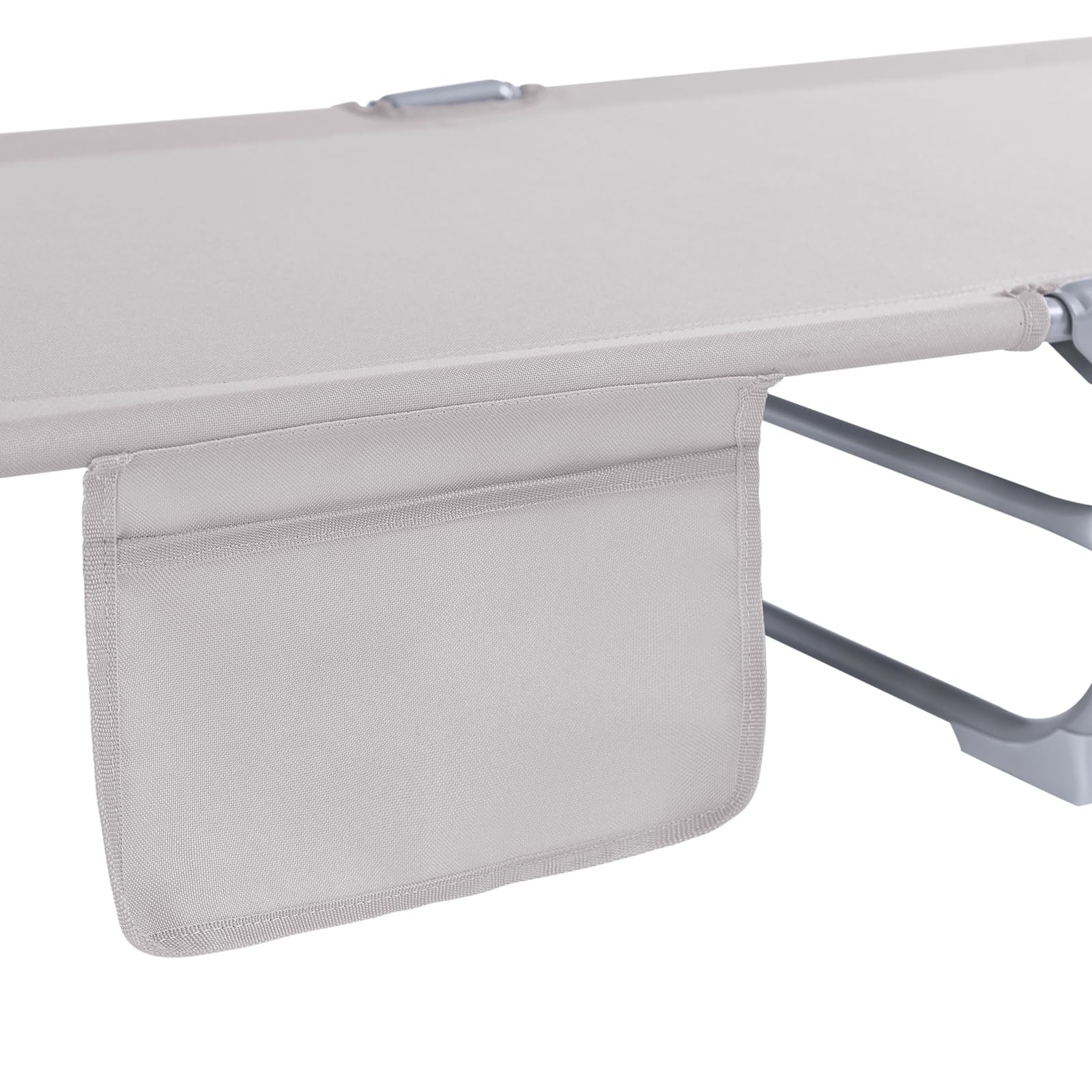 SoBuy Sdraio da Giardino Reclinabile Lettino Prendisole Pieghevole con Cuscino Tasca Laterale e Parasole Sedia Sdraio da Esterno per Patio Campeggio Spiaggia Beige 155x56x81cm OGS48-MI