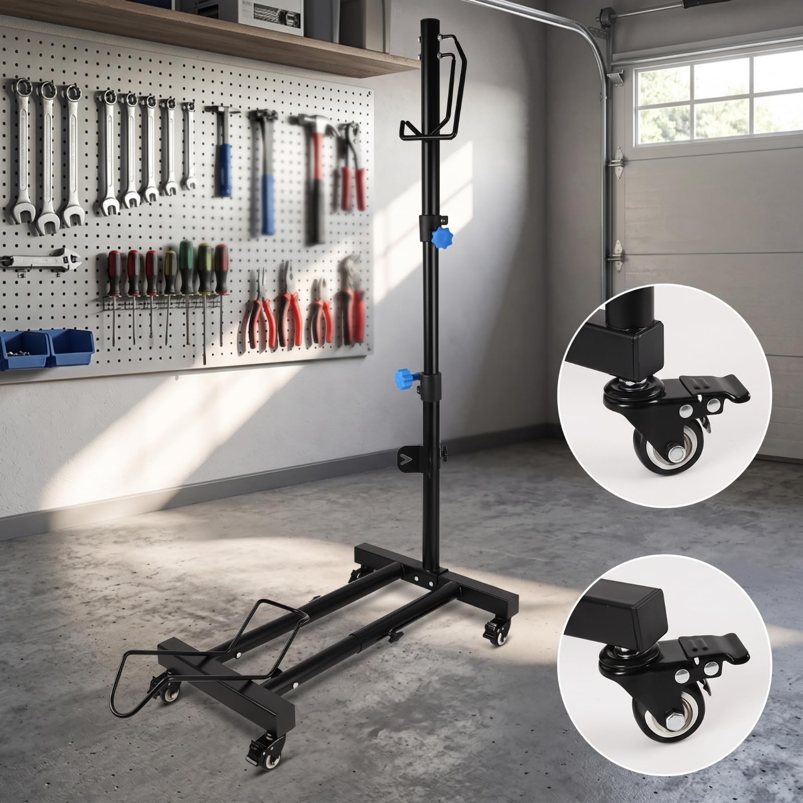 kowaku Cavalletto Manutenzion Salvaspazio Supporto Parcheggio Bici con Ruote Stabile per Ciclisti, Garage , 均码 , 快拆+万向轮款
