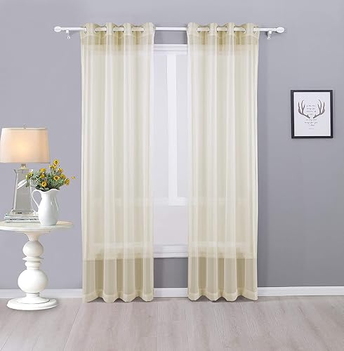 Interior Trends Ariana - Juego de 2 cortinas de gasa transparente totalmente cosida con ojales (84 pulgadas de largo, verde lima)