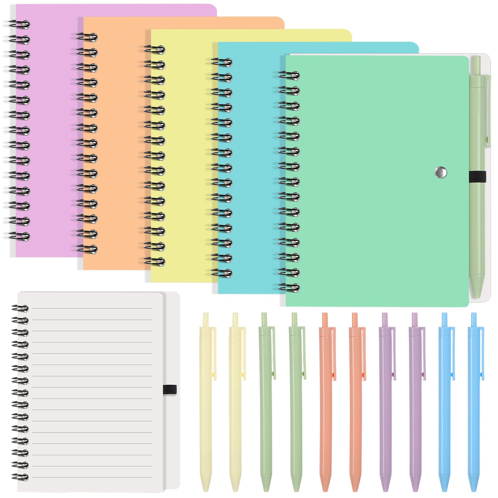 Resurhang 15 Sets Small Notebook Journal with Pen Bulk 4.5 * 5.5 Inch Pocket Size Spiral Lined Notepad for Women Men 100 Pages Notebook Employee