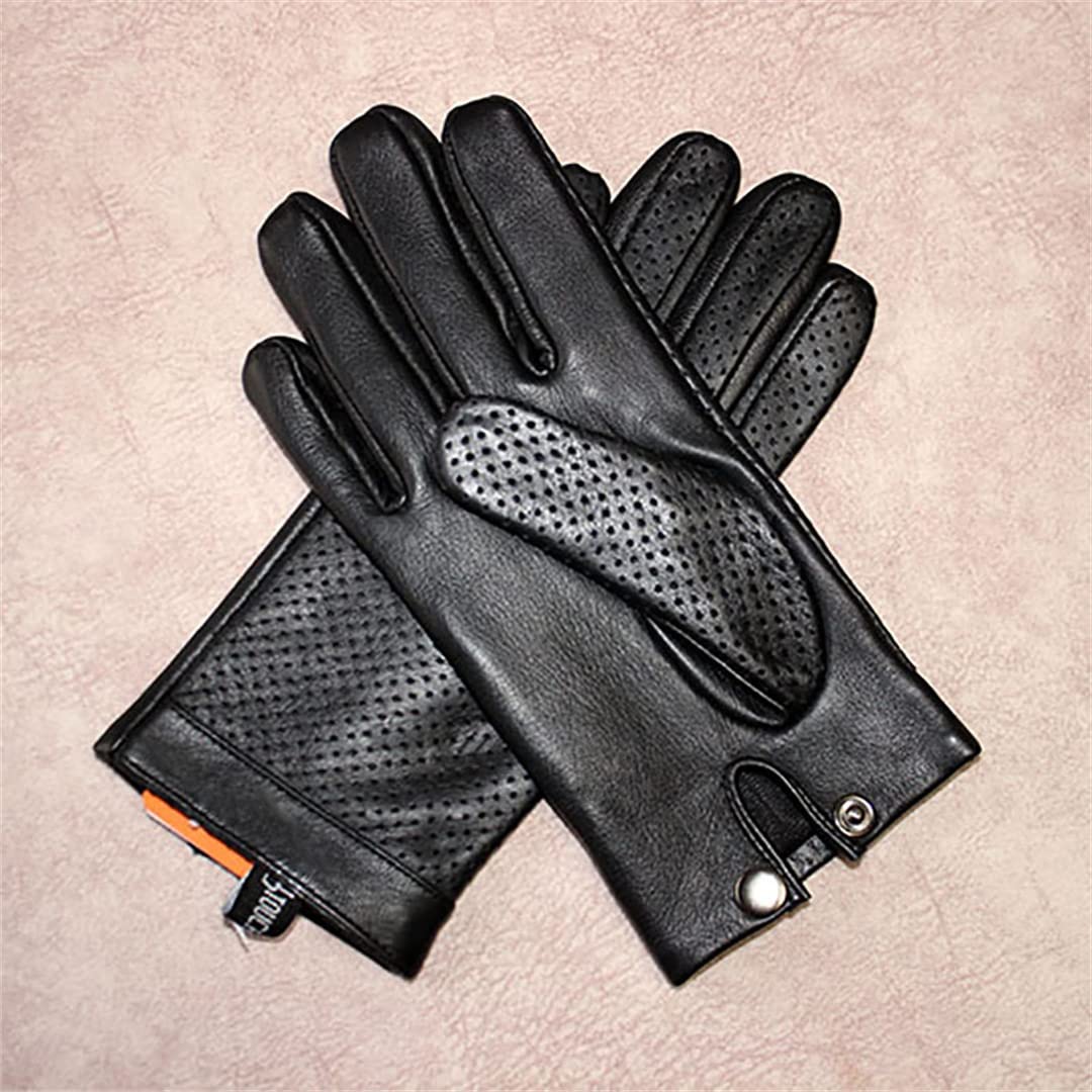 Guantes de conducción de cuero para hombre Guantes de conductor de motocicleta finos con pantalla táctil de cuero para hombre