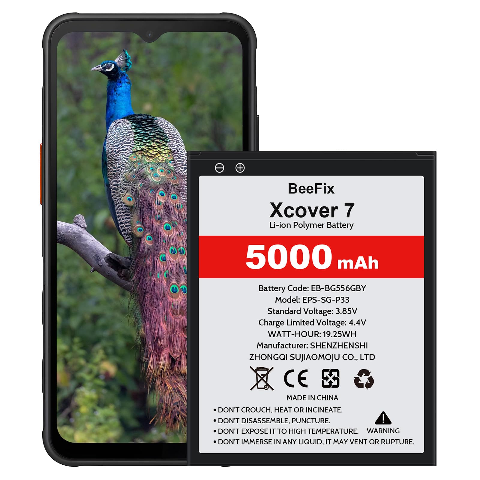 Akku für Samsung Galaxy Xcover 7(SM-G556B), 5000mAh Hochkapazitäts-Ersatzakku für Galaxy Xcover 7 (EB-BG556GBY) mit professionellen Reparaturwerkzeugen