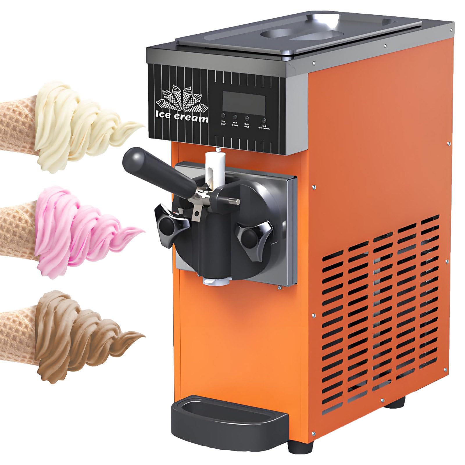 NYANS Soft Serve Ice Cream Machine for Home, Countertop Soft Serve Ice Cream Maker, with Auto Clean, LCD Panel Soft Serve Maker Single Flavor Soft Serve Ice Cream Machine 450W-Orange