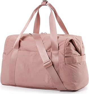 BAGSMART Gym Bag for Women, Carry on Weekender Overnight Bag, Travel Duffel Bags with Trolley Sleeve, Personal Item Travel Bag Tote Bag Workout Dance Bag, Dark Pink