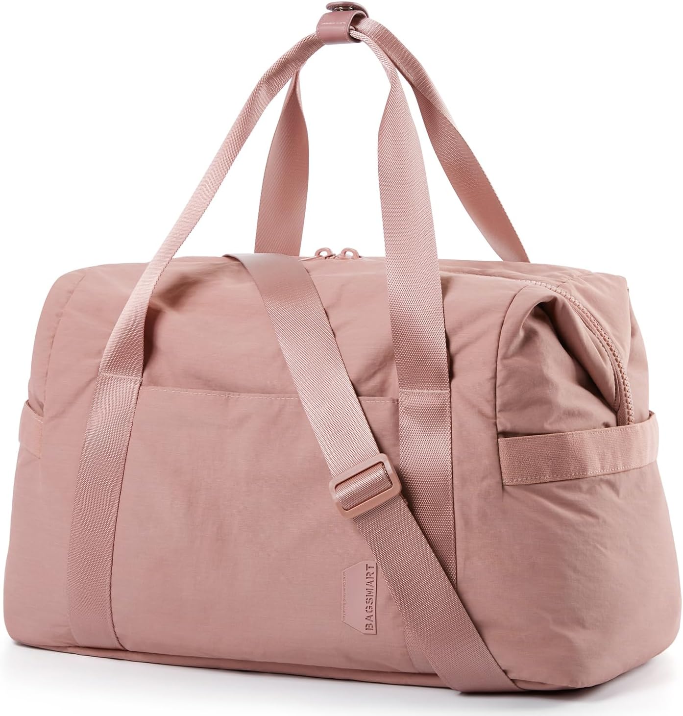 BAGSMART Gym Bag for Women, Carry on Weekender Overnight Bag, Travel Duffel Bags with Trolley Sleeve, Personal Item Travel Bag Tote Bag Workout Dance Bag(Dark Pink-Large)