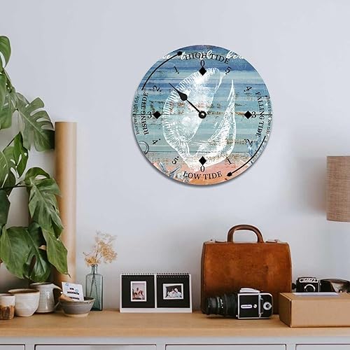 Miniatura 5 de Gone to The Beach Tide Clock Beach Ocean Time Wood Tidal Clock with High Tide Low Tide Non-Ticking Battery Operated Tide Clock 10" Tide Movement