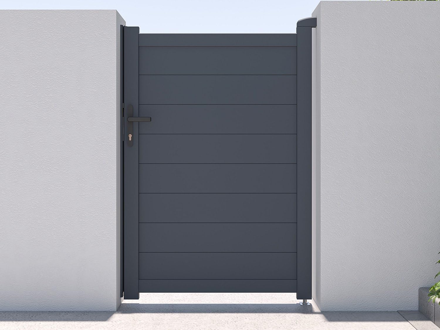 Vente-unique - Puerta batiente de aluminio sÛlido L103 x H150 cm antracita - NAZARIO