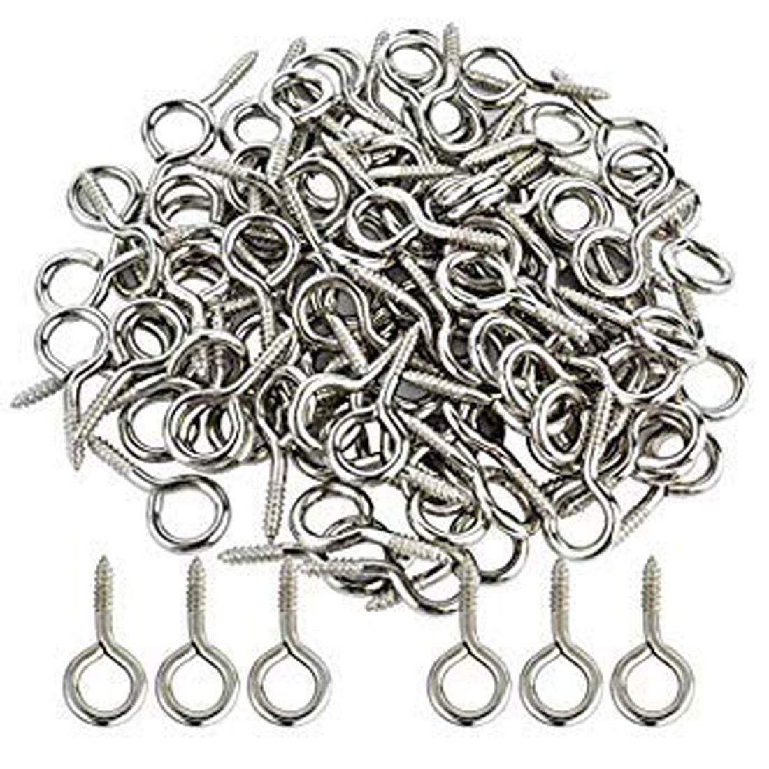 DIY Crafts 1 inch Small Screw Eyes Metal Eye Screw Hooks Self Tapping Screws Hook Ring Eyelet Hooks Silver/Gold (Pack Of 99 Pcs, Silver Rust Proof Coating) 4