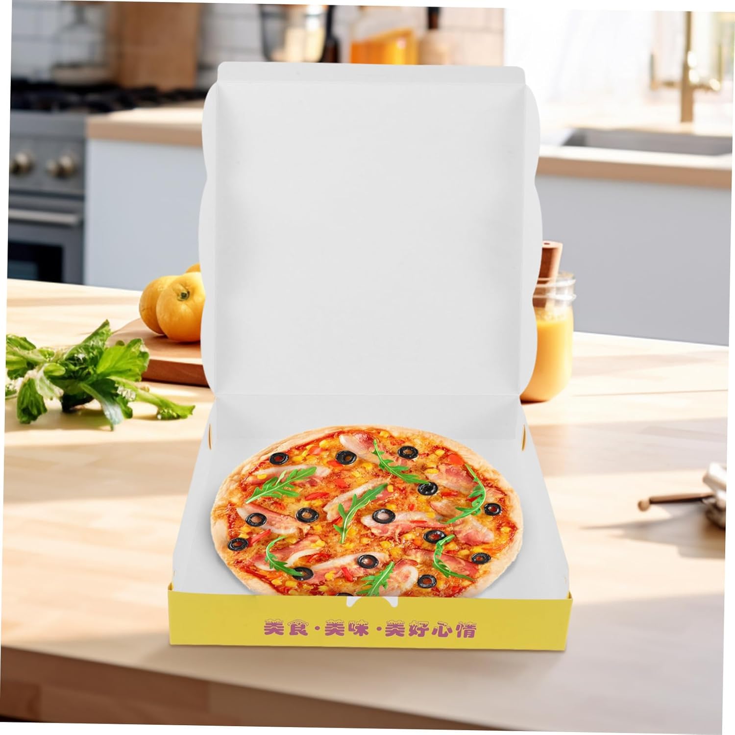 ABOOFAN 40pcs Small Kraft Pizza Boxes Handheld Takeout Containers Flat Cardboard Food Storage Suitable for Pizza Parties and Shipping