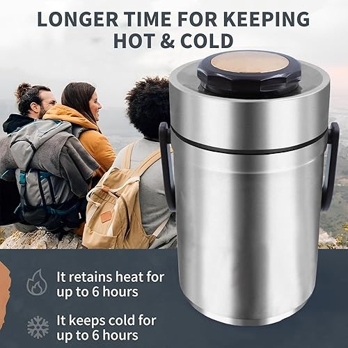 Miniatura 8 de Termo de 67 onzas para comida caliente, termo apilable de 3 capas sellado, con bolsa de almuerzo, termo de sopa, boca ancha, es adecuado para