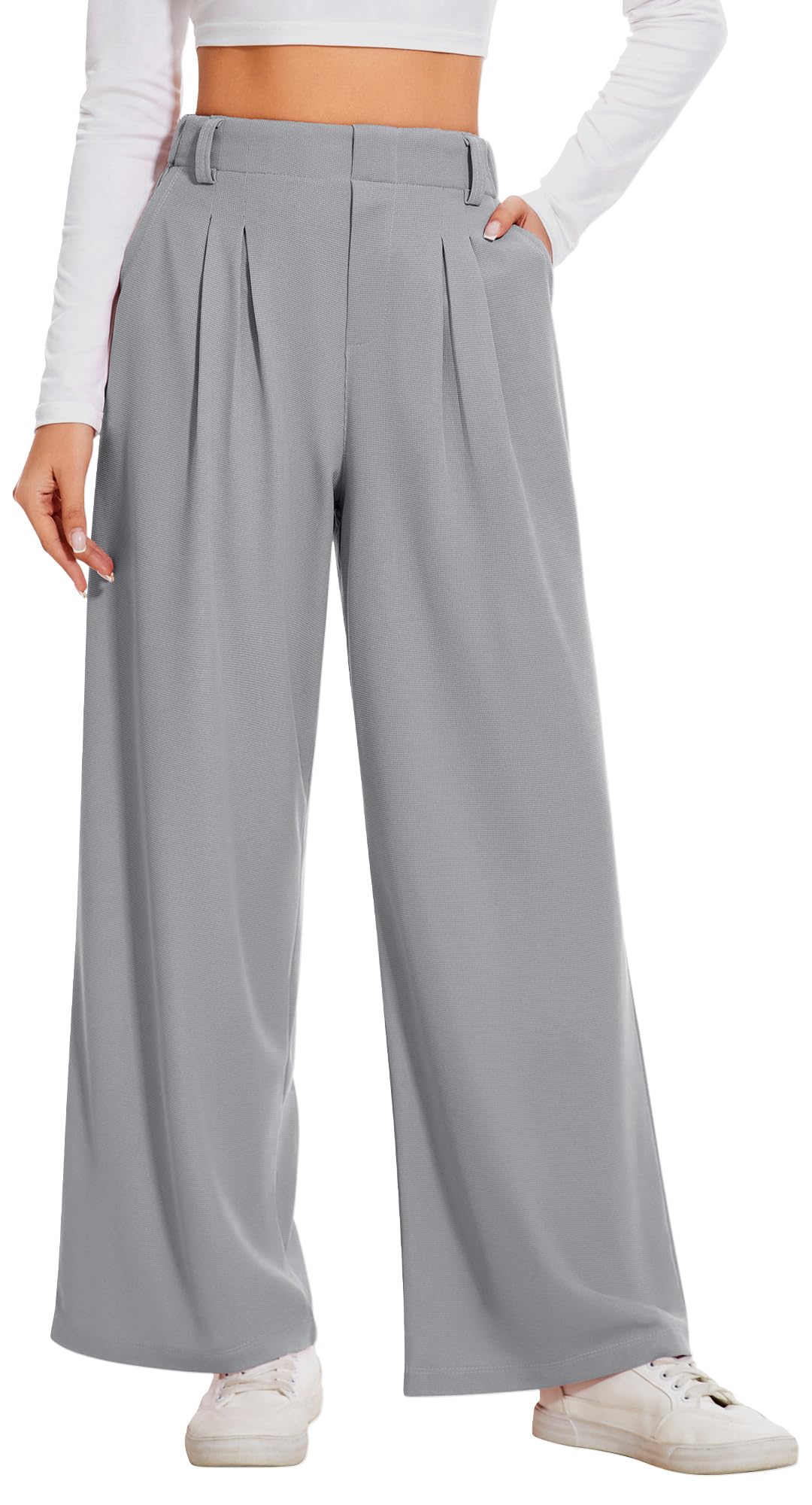 AVAMO Slacks for Women Dress Pants Stretchy Work Pants Wide Leg High Waisted Business Casual Trousers with Pockets