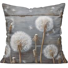Dandelions Throw Pillow Covers, Soft Pillowcases with Invisible Zipper, Wooden Spring Floral Modern Art Decorative Square Pillow Cushion Covers for Living Room Couch Sofa Bed 18x18 Inches