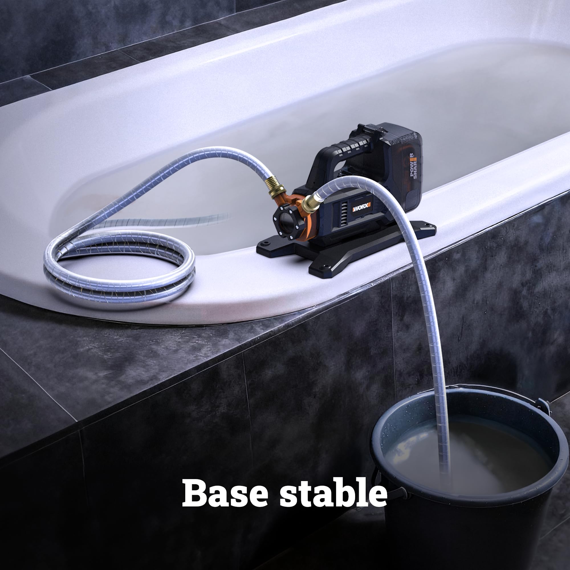 WORX Pompe de transfert sans fil 20V WG830E.9 | Débit jusqu'à 1300 l/h, fonctionnement sans amorçage, compacte et compatible PowerShare