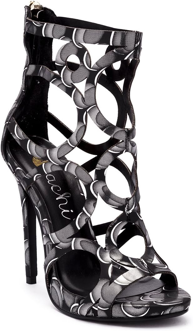 Machi Womens Gayle-2 Silver PU Cage Pump 10