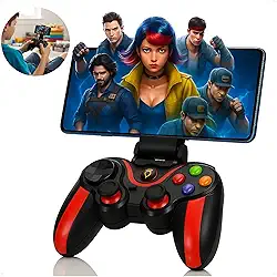 Controle Bluetooth Gamer com Suporte para Celular, Compatível com Android, iOS, PC, PS3, PS4, Switch e Smart TV