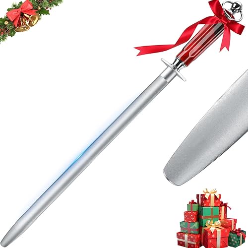 Huusk Afilador de cuchillos de 12 pulgadas, afilador de acero de cuchillos de alto carbono, afiladores de cuchillos de cocina con puntas