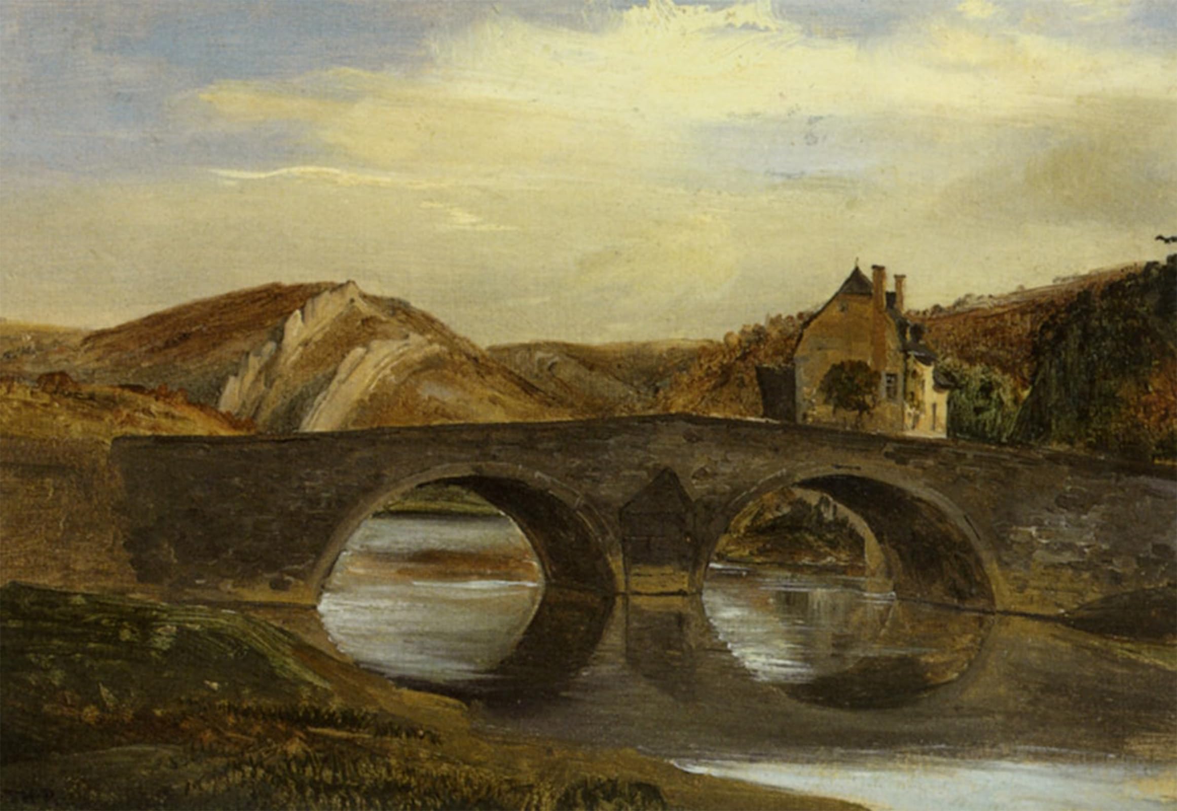 POSTERIIk Famous Modern Artwork Art Mural Pont Dans Le Jura by Theodore Rousseau Oil Paintings Pictures for Home Decor 60x90cm