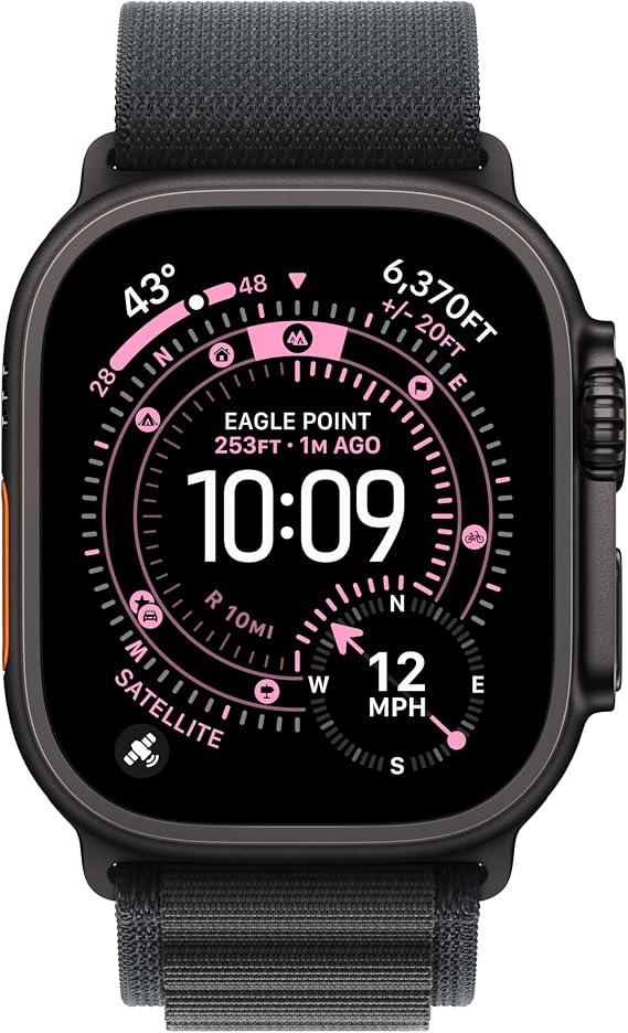 Apple Watch Band - Alpine Loop - 49mm - Black - Medium - Black Titanium Finish