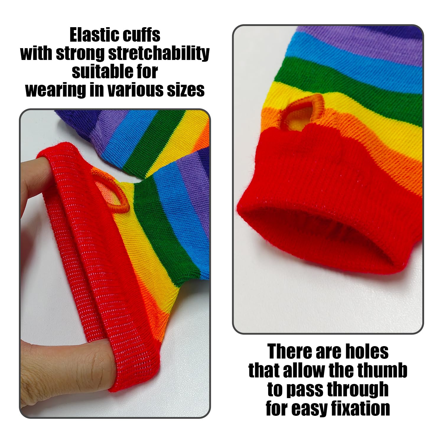 TVSVKWE 2 works Of Colorful Striped Socks And 2 works Of Colorful Striped Gloves, Stylish Personality Gloves - Image 4