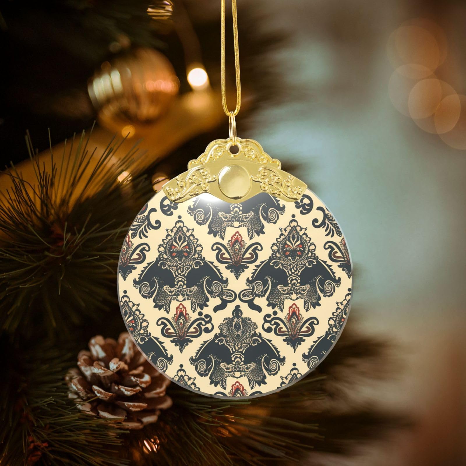 Crystal Christmas Ornaments for Christmas Tree Decoration Hanging Asian Elephants Ornament with Gold Ribbon Crafts Round Pendant for Keepsake Gifts Glass Xmas Decor Party Supplies