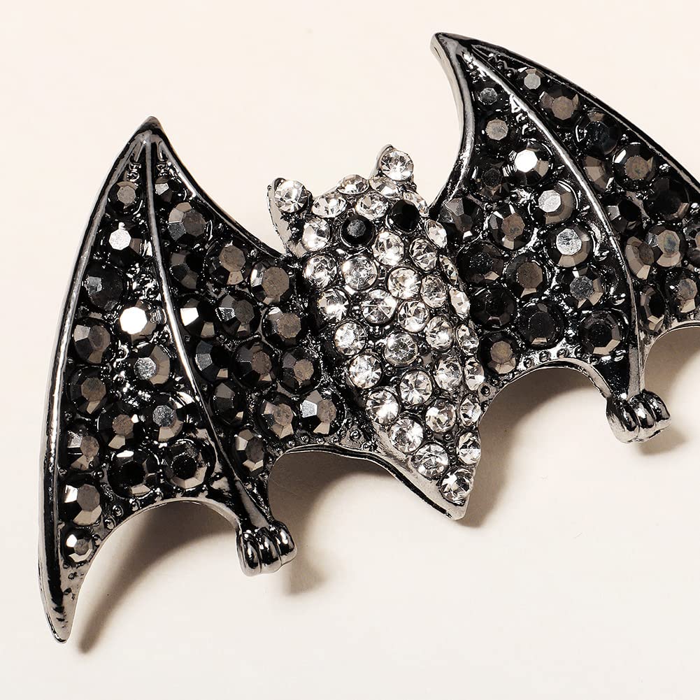 Xerling Halloween Rhinestone Black Bat Hair Clips Horror French Barrette Hair Pins for Girls Vintage Automatic Hair Spring Clips Accessories for Women (Bat) - Image 3