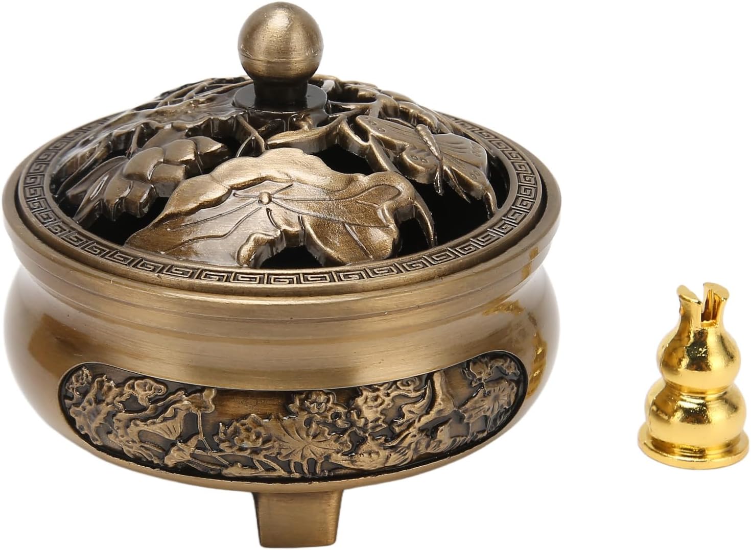 Metal Incense Burner Electroplated Zinc Alloy Incense Burner with Incense Stick Holder for Tapered Roll Incense Sticks