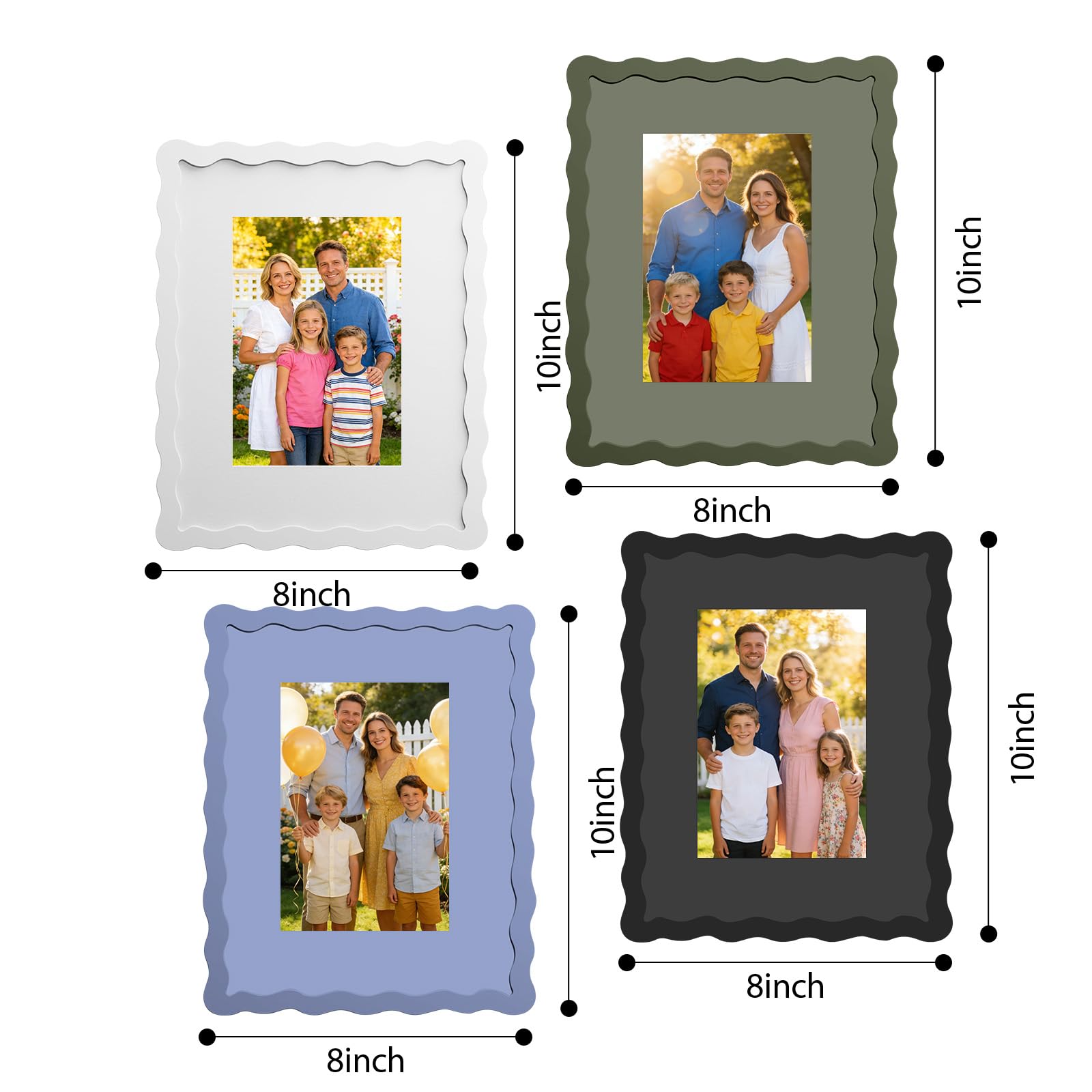 FOLODA Cornice portafoto curva, in legno, 20,3 x 25,4 cm, con vero vetro,