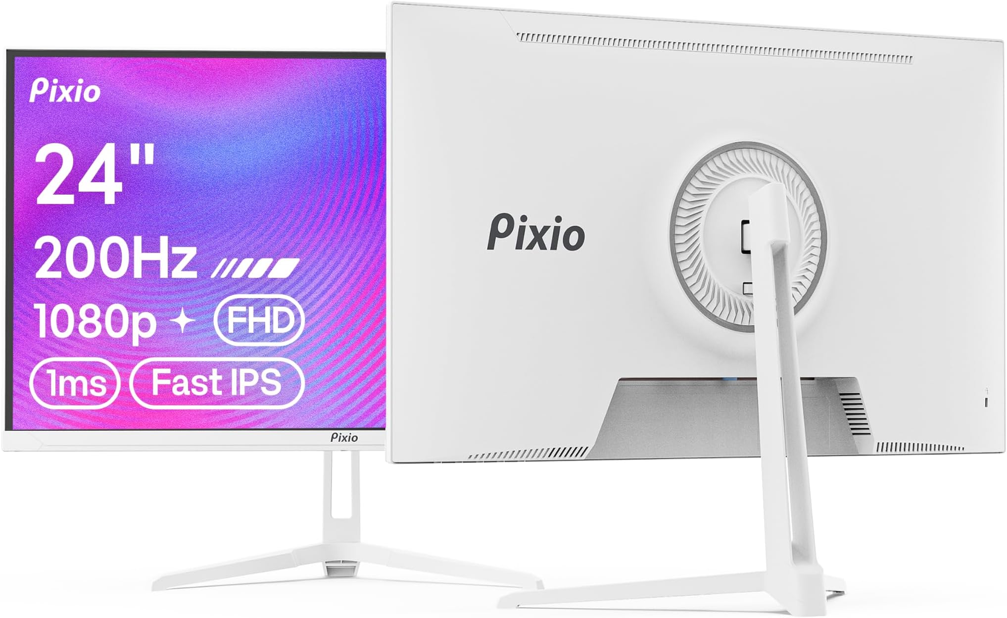 PX248 Wave White 24 inch 200Hz Refresh Rate FHD 1080p Resolution Fast IPS Panel 1ms GTG Response Time Built-in Speakers Gaming Monitor with Adaptive Sync