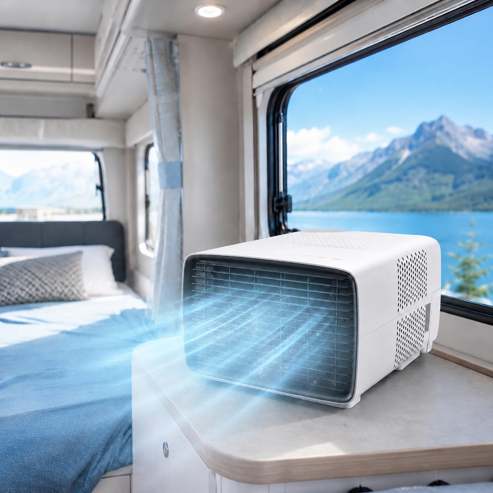 Portable Tent Air Conditioner 2700 BTU, Mini AC with Real Compressor 280W Low Wattage, 45dB Silent Sleep Mode, Fast Cooling, Dehumidifier and Fan, Remote Control Timer for Camping Camper Van RV