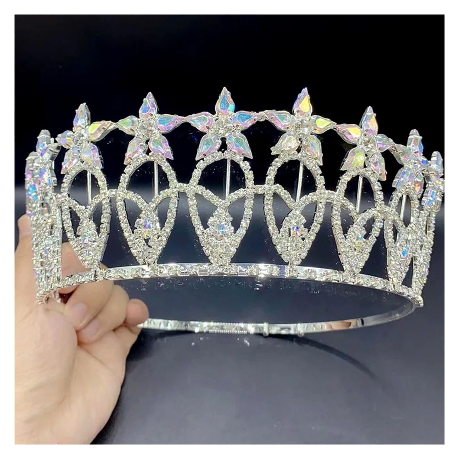 Strass Hochzeit Krone Kristall Braut Haarschmuck Frauen Tiara Barock Stirnband Braut Königin Diadem Verstellbare Kopfbedeckung Zart Bequem