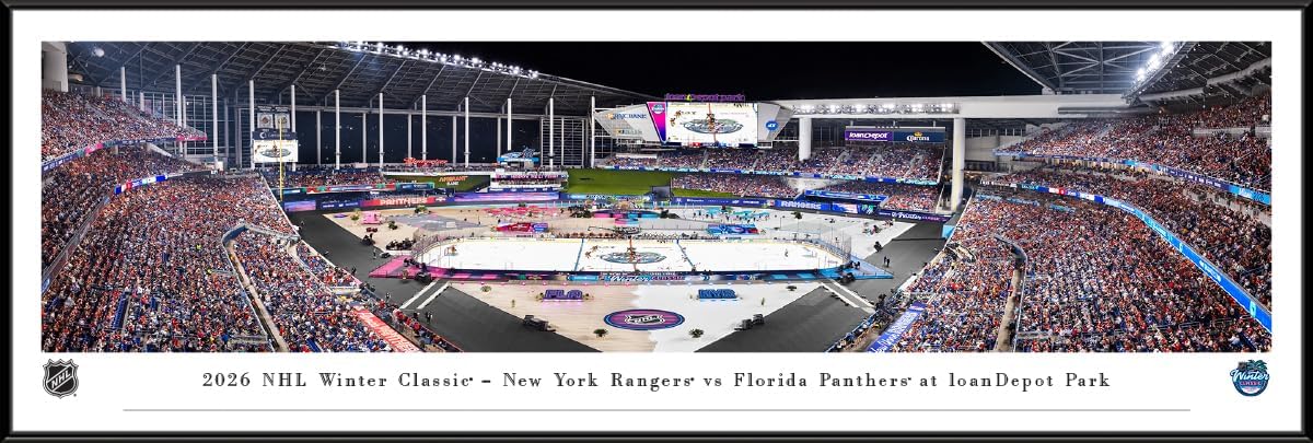 2026 NHL Winter Classic, Rangers vs Panthers - Panthers Double Mat, Deluxe Framed NHL Print by Blakeway Panoramas