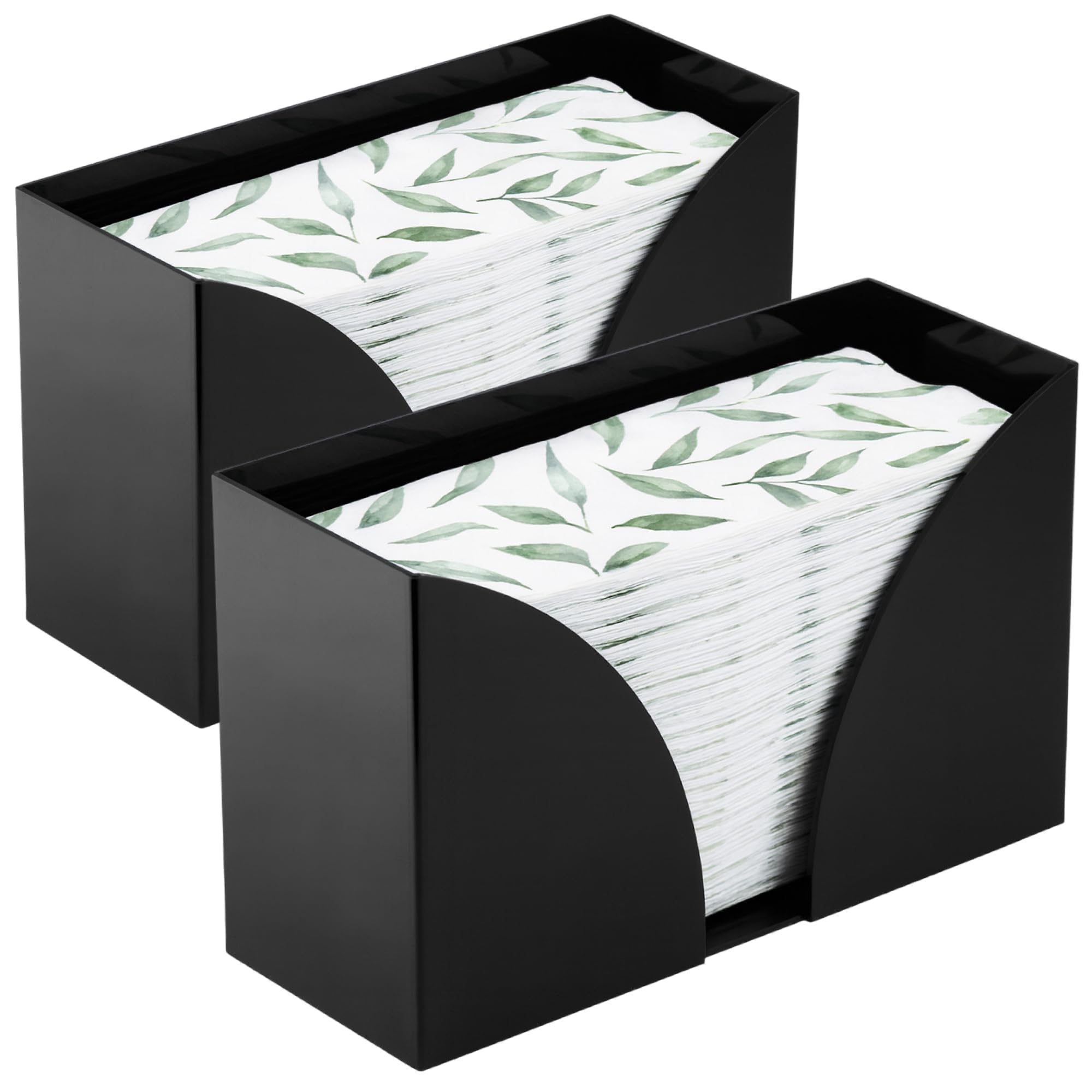 SimplyImagine Acrylic Countertop Napkin Holder - Pack of 2, Black - Wall-Mount Open-Top Napkin Dispenser - Space-Saving & Bathroom Accessories - Durable Acrylic & Kitchen Accessory