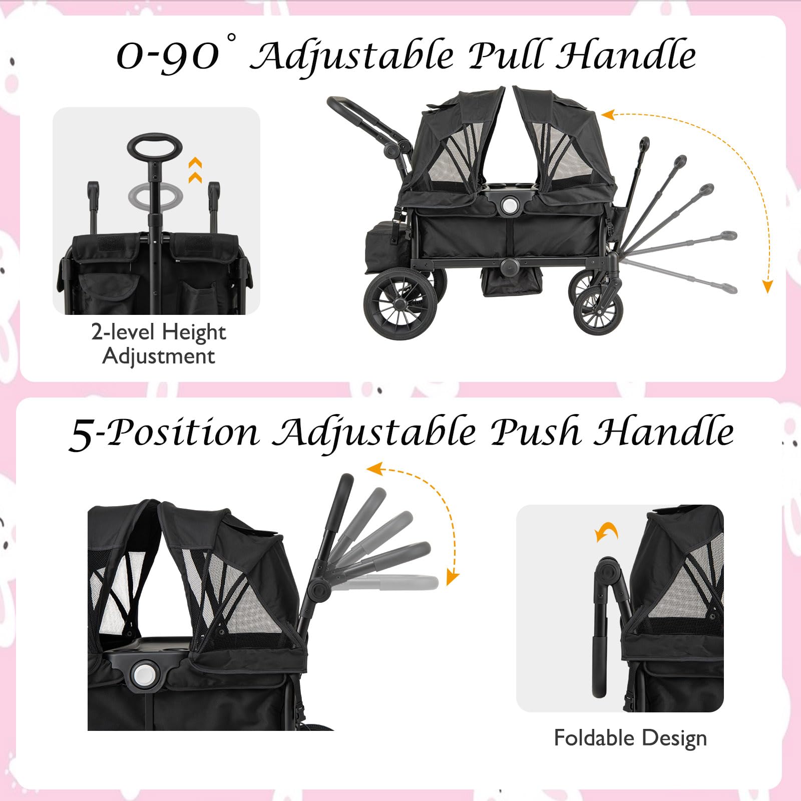 LIFEZEAL Carrito de Viaje para Niños de 6 Meses o Más, Plegable, Ajustable, Portátil, con Techo, Ruedas, Bolsa de Pañales, Máx. 50 kg
