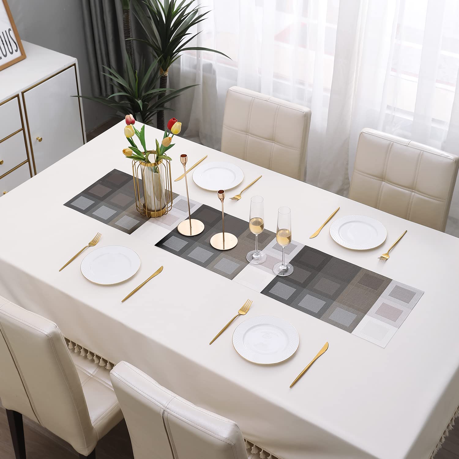 HOKIPO Geometric Grey Placemats - Set of 6 -22