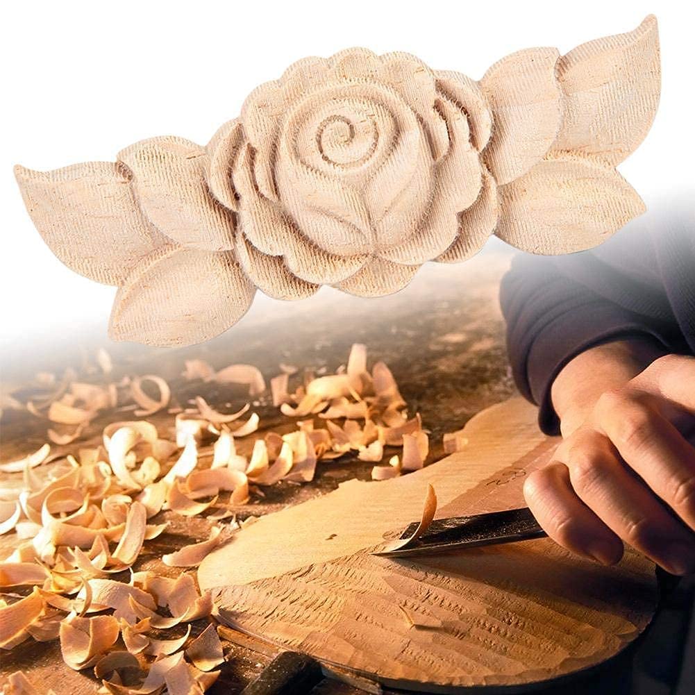 4x Applique d'angle en bois Onlay Coin sculpté en bois pour