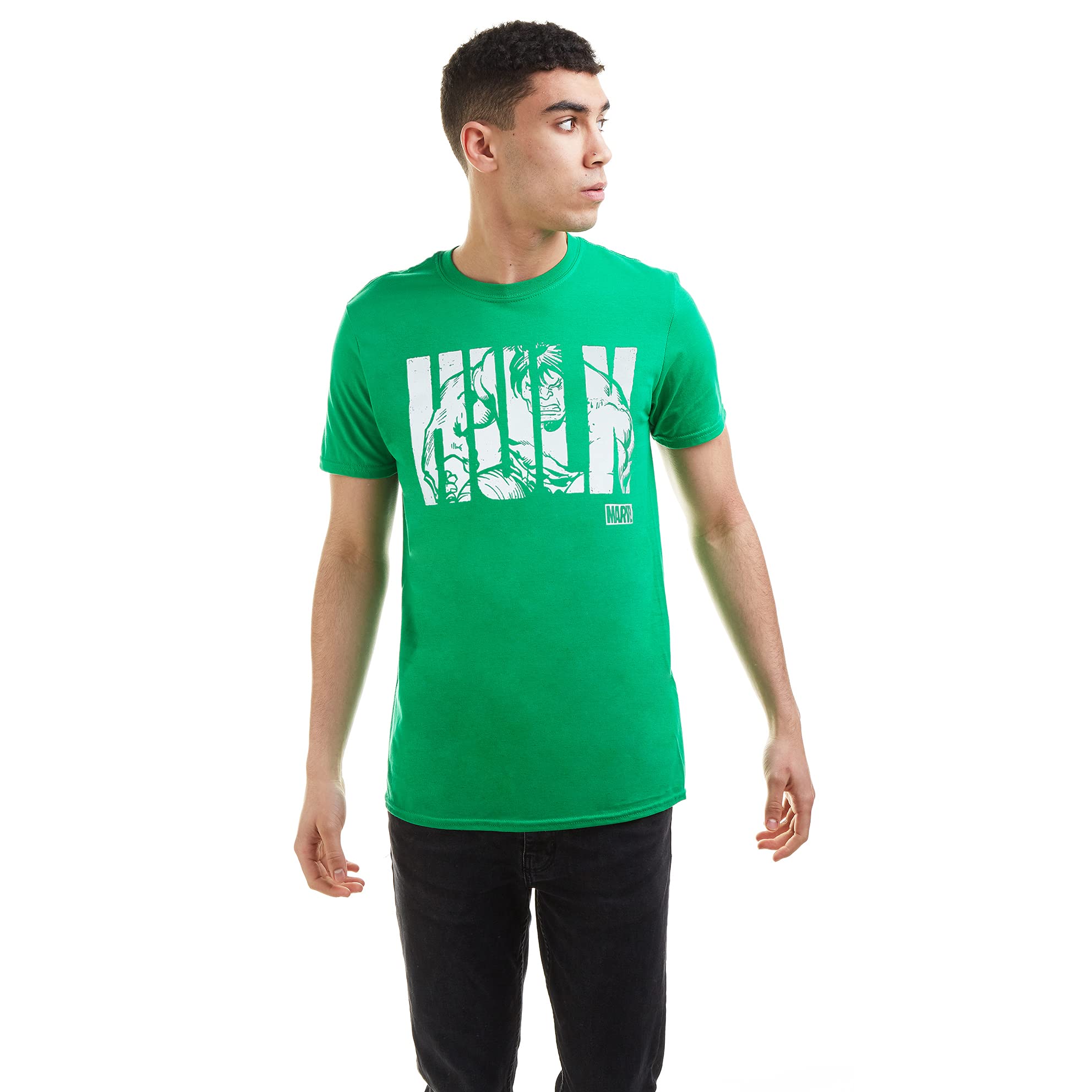 Marvel Men's Irish Green Hulk Text T-Shirt, XX-Large