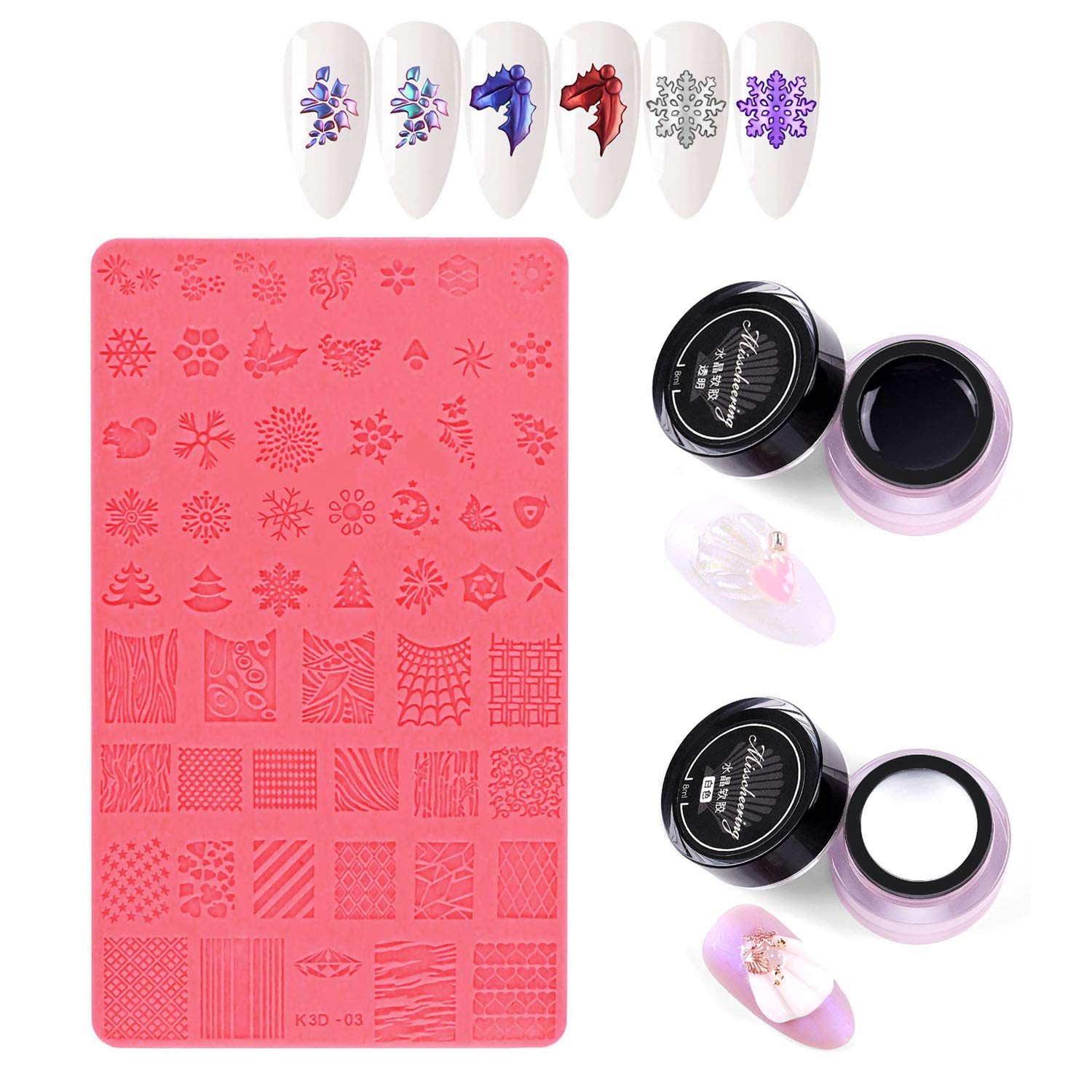 Amazon.com : 4D Sculpture Nail Art Mold Set,Nail Art Silicone Printing  Pattern Template & Carving Embossed Gels for Nail Art Decorating Tool (2PCS  Gels) : Beauty & Personal Care