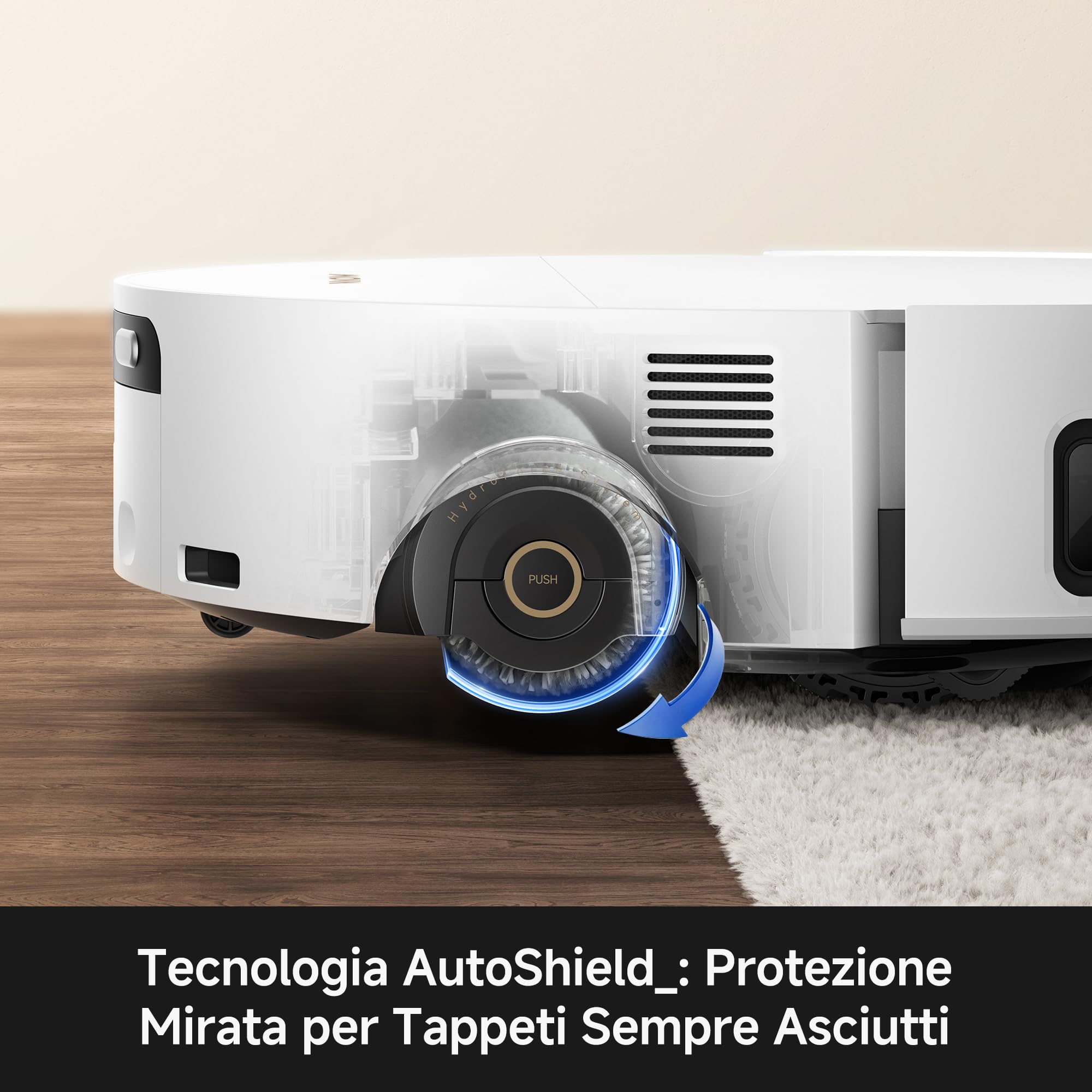 Mova S70 Ultra Roller Robot Aspirapolvere da 32.000 Pa con Lavaggio HydroForce, Navigazione CovertSense, Tecnologia AutoShield, Doppio sistema Anti-Groviglio, Comandi Vocali e Base All-in-One